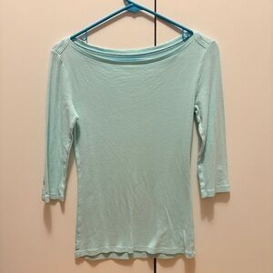 Gap Mint Blue Women's Boatneck Mid-Sleeve Top - XS